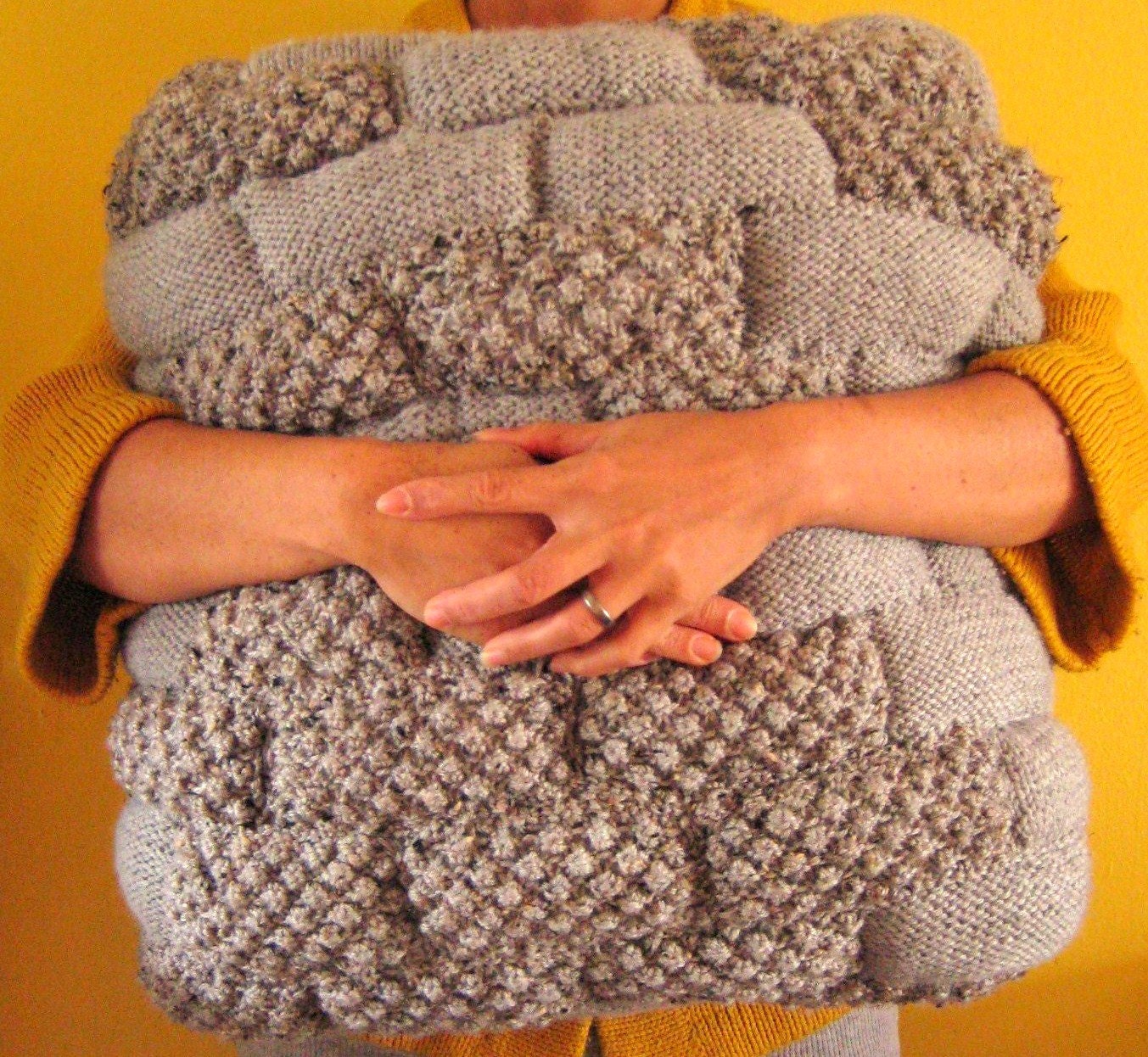 URBAN BRICK PILLOW - Large Chunky Grey Textured Cushion.  Comfy Loft or Home Decor
