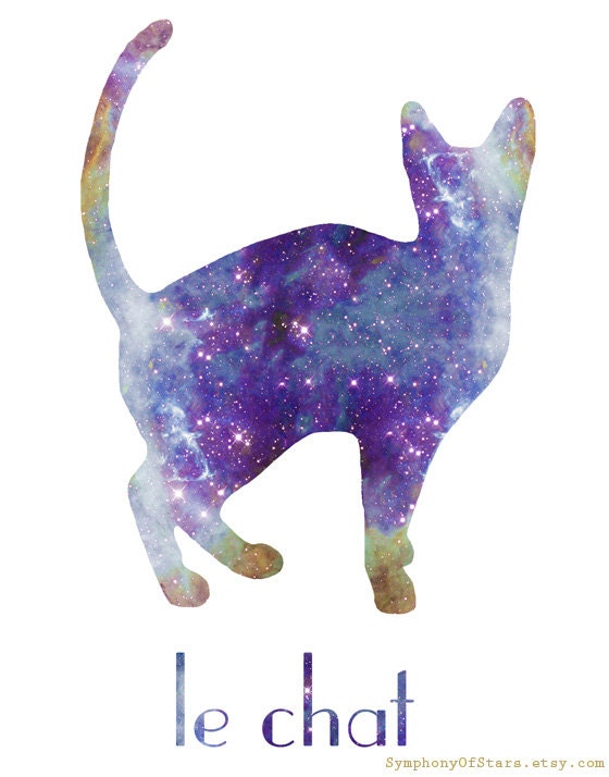 Cat I Galaxy Universe Vintage Fine Art Print