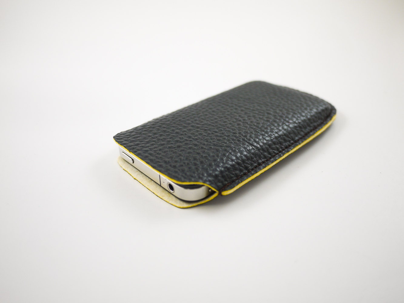 iPhone 4 Case, iPhone 4S Case,  iPhone 4 Cover, iPhone 4S Cover, iPhone Sleeve - Black Faux Leather