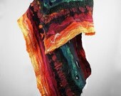 Felted Scarf Orange Scarf Nunofelt Scarf BEDOUIN BEAUTY Felt Wrap Scarves wild Felt Nuno felt Silk multicolor shawl Fiber Art