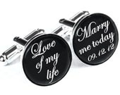 Custom monogram cuff links, Personalized father of the bride wedding date cufflinks, Wedding cuff links, groom gift, groomsmen gift