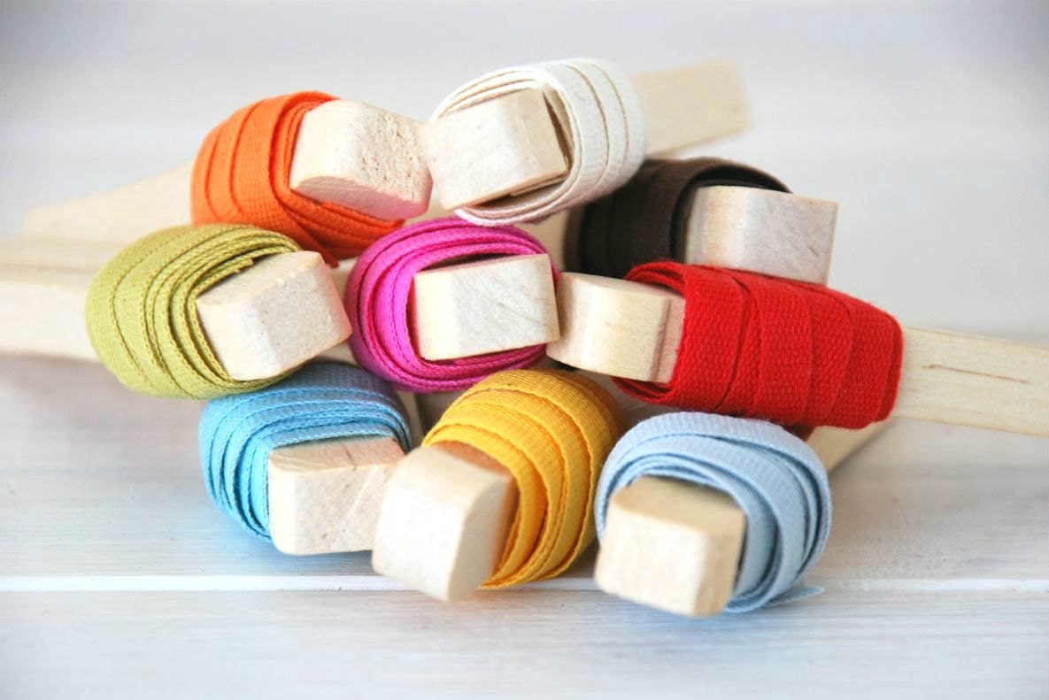 14 Yards - Eco Friendly Cotton Ribbons Bundle "Starter Collection" -  14 Yards - 100% Cotton Ribbons - 2/8" Thickness  - 1 Yard Each color