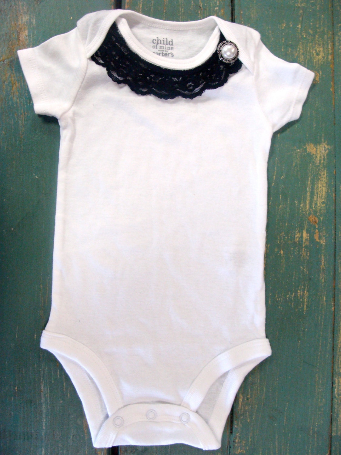 Lace Trim Onesie - Black Lace - Trendy Baby Girl - Perfect Baby Shower Gift
