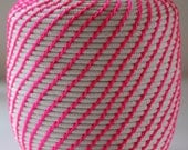 Upcycled Natural & Neon Rope Basket: Pink / Coiled / Extra-Large