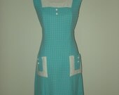 1970s Aqua Plus Size Vintage Shift Dress