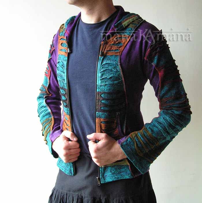 Hippie  Slashes  Hoodie - Pixie - Hippie - Men - Women - Ripped - Cotton  - Stone Washed - Nepal Style - XL-XXL - Extra Large