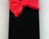 Black Iphone 4 Case With Pink Bow, Bow Iphone 4 Case, Iphone Case