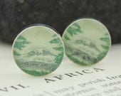 Men's Kilimanjaro Cufflinks - Genuine Vintage British East Africa Stamp Cufflinks (Cuff Links)  - Handmade Upcycled Cufflinks