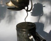 REUSED ROBOT Sculpture - " Working  Man bring  vintage Rogers Vacuum Tube "  - found object art