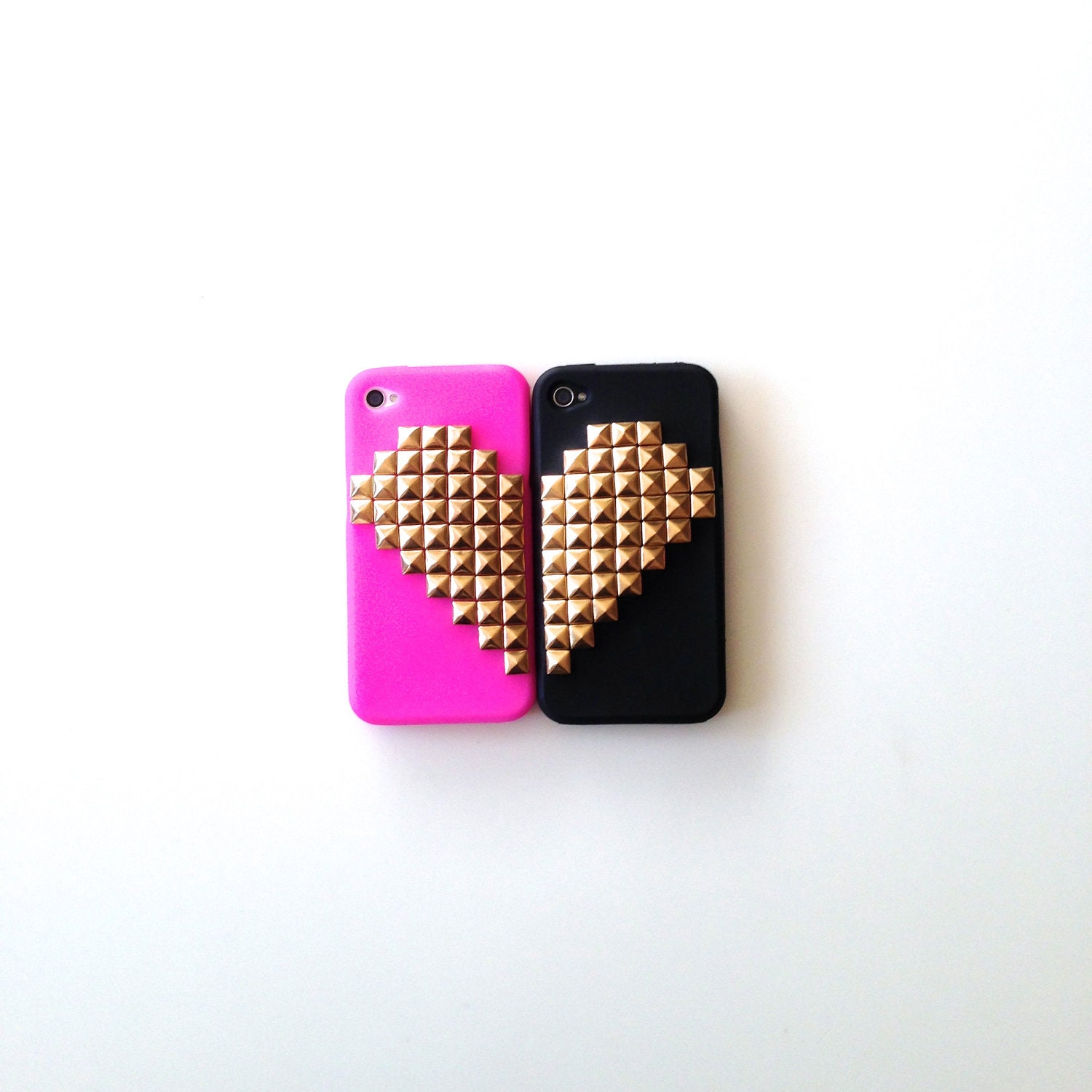 Best Friends Black and Hot Pink Studded iPhone 4 4s Silicone Case