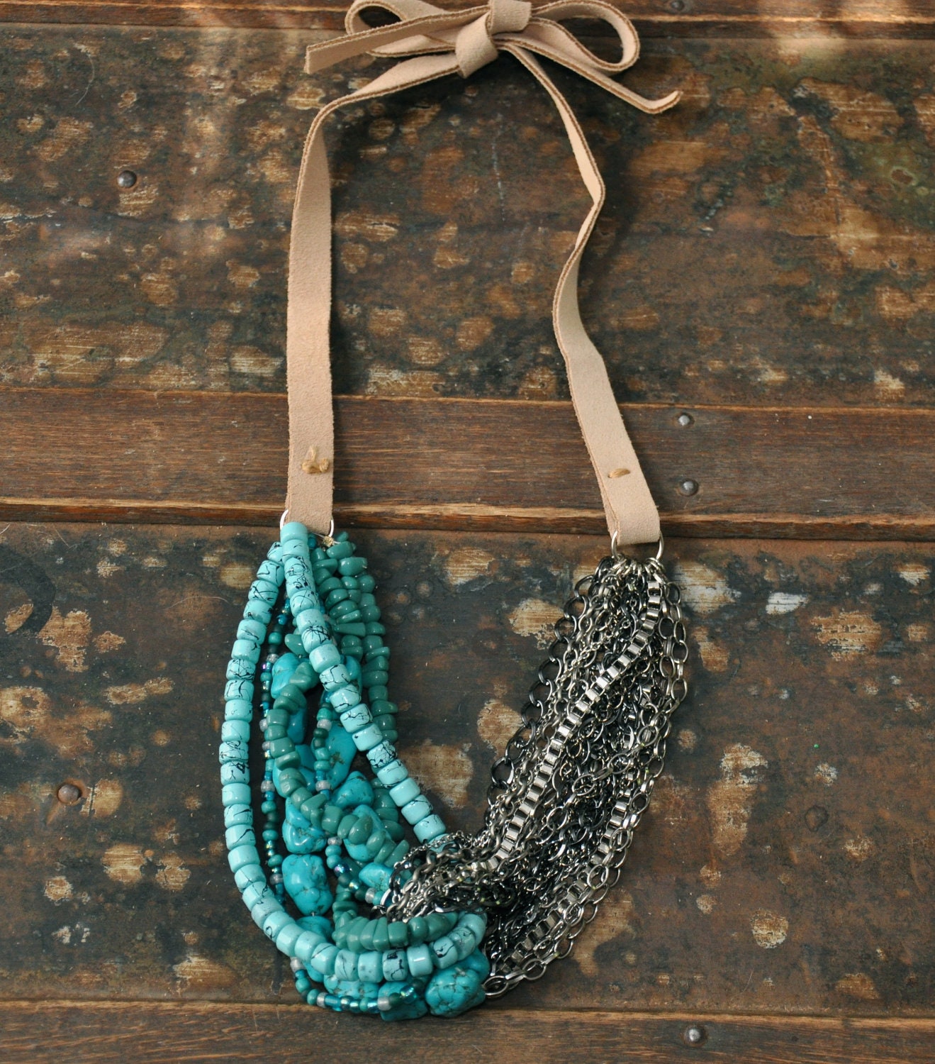 turquoise & silver statement necklace