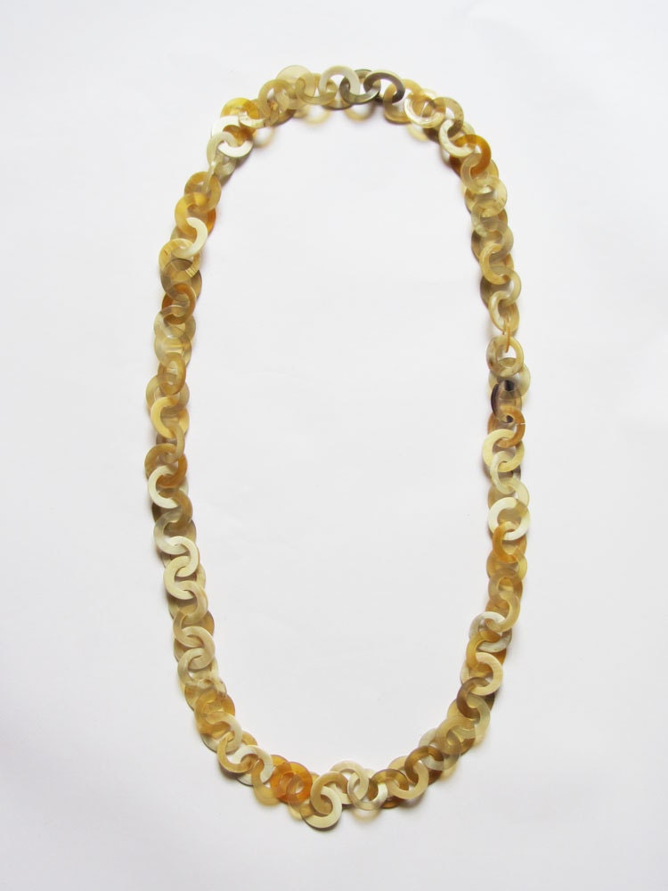 Necklace, long necklace, amber necklace, chain link necklace, chainmaille, chainmail, fashion unique jewelry organic horn, handmade