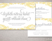 Floral Frame "Elizabeth" Wedding Invitations Suite - Rustic Calligraphy Shabby Chic Invite - Custom Digital Printable or Printed Invitation