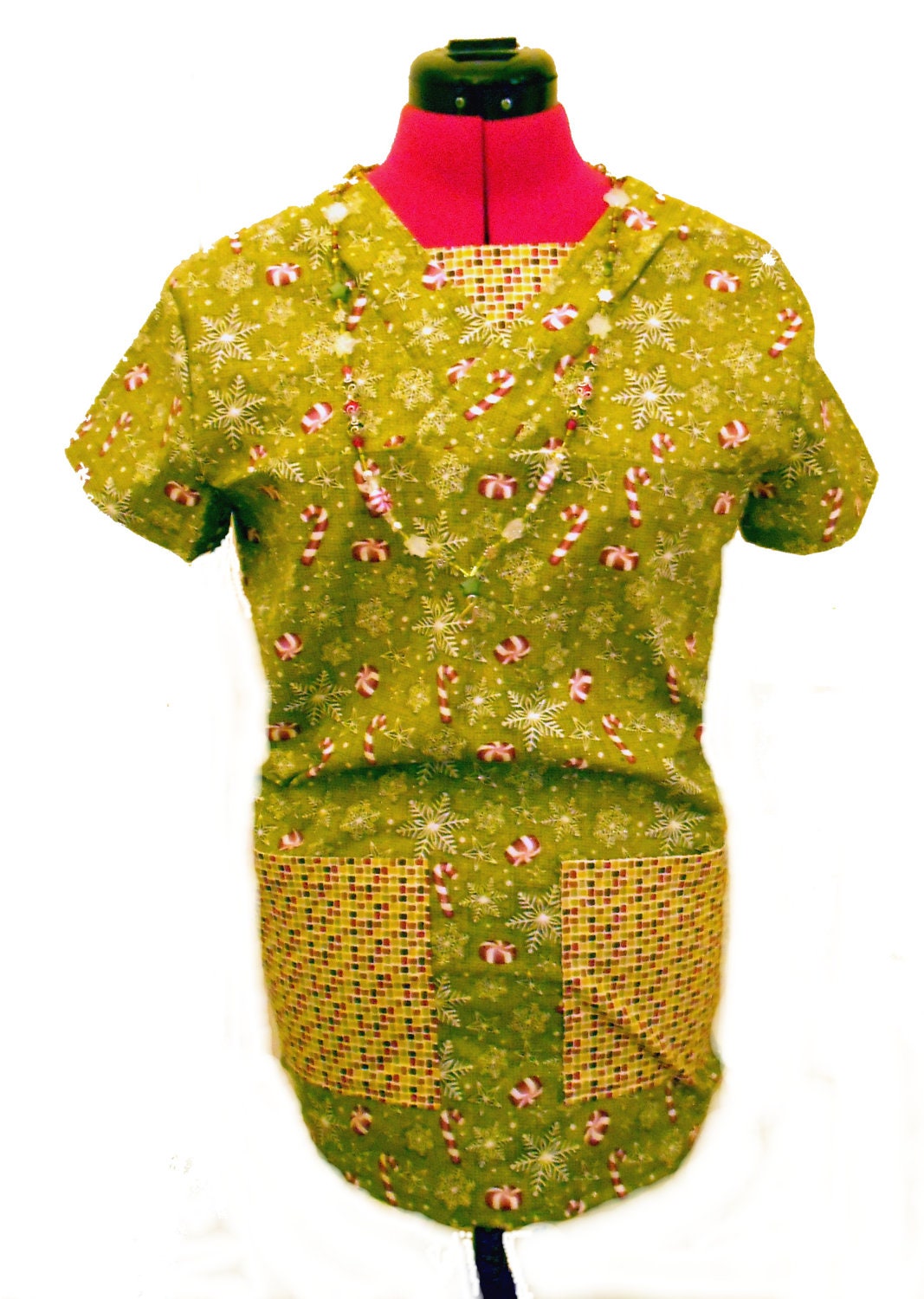 New Handmade Custom Christmas holiday uniform Nurse Vet scrub shirt top nursing scrubs Women's Small