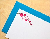 Letterpress stationery, cherry blossom cards, letterpress notecards, cherry blossom branch