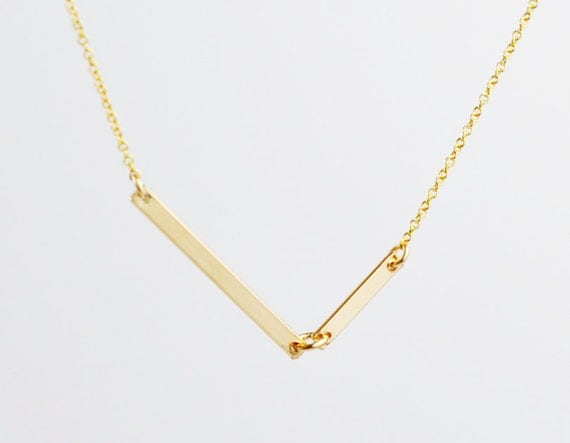 Diagon Gold - asymmetrical line bars necklace - modern sleek jewelry - edor  gift for her