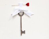 Key boutonniere, Groomsmen, Wedding button hole - Key to my Heart