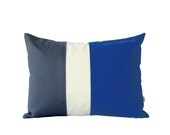 Monaco Blue Colorblock Pillow Cover - Modern Home Decor by JillianReneDecor Color Block Stripe Trio Cobalt Indigo Mykonos - JillianReneDecor