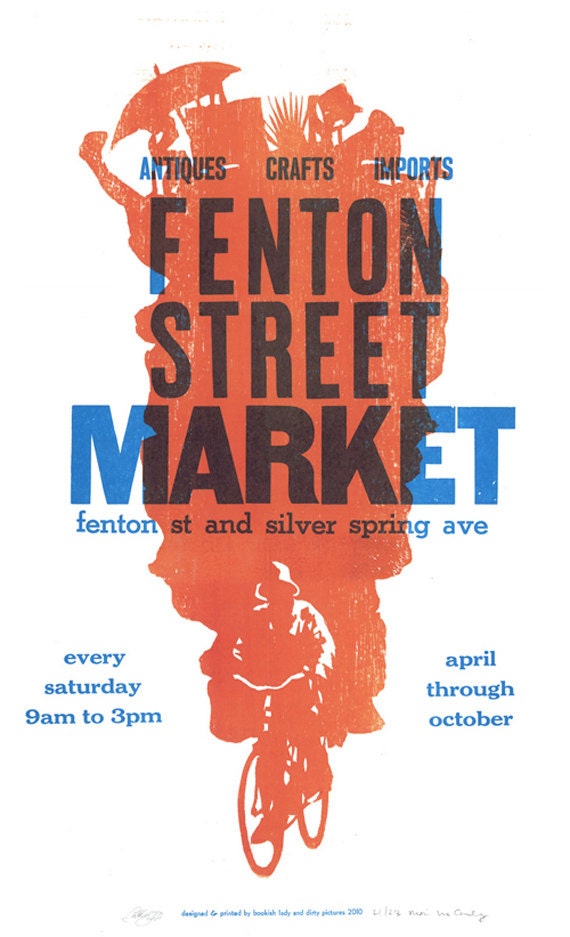 Bicycle Market Letterpress Poster