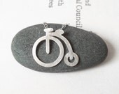 Penny Farthing necklace in sterling silver, handmade in the UK