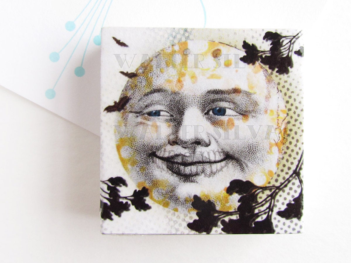 Gruesome Moon Magnet  - Man in the Moon - Refrigerator Magnet