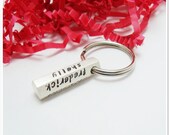 SALE -Personalized 6 Sided Bar Keychain - Charitable Creations Exclusive - Hand Stamped Sterling Silver- Fathers Day - Gifts for Dad