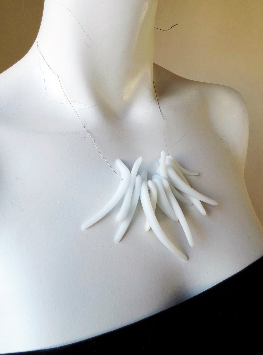 Matte Glass Bones Necklace 1