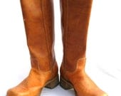 Vintage Boots-Women's-Dingo//9 M-Caramel Brown Leather from Tessiemay