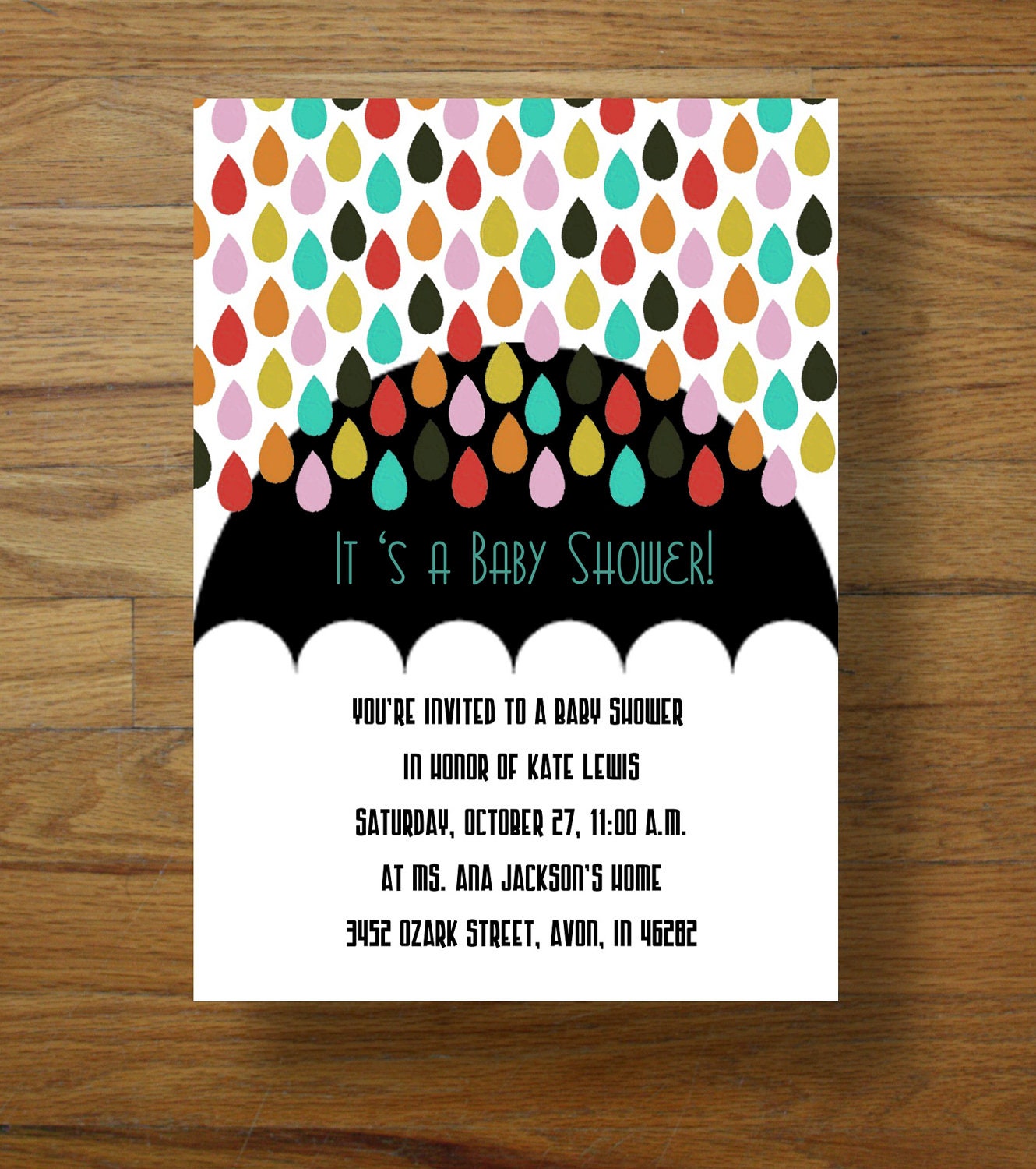 Rain Baby Shower Invitation Deposit