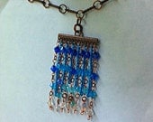 Ombre  "crystal waters" cascading blues swarovski crystal necklace for Mothers Day