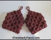 Red Wine Crocodile Stitch Short Gauntlets K2