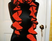 Scarf Ruffle Crocheted Orange and Black