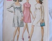 1960s SEWING PATTERN - Simplicity Dresses, Dress, Tunic, Tank, Long, Short Sleeve, Scallop Detailing No. 7898 from 1968