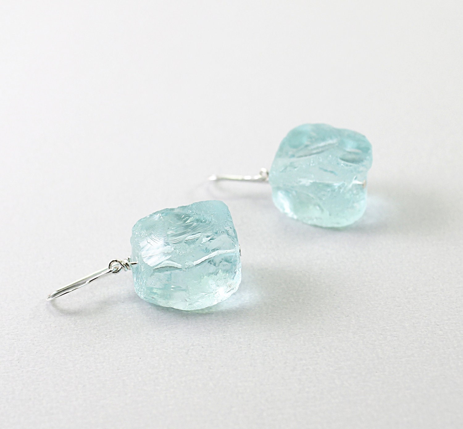 Black Friday Etsy fashion Raw crystal earrings rough quartz, sterling silver earrings, aqua blue handmade jewelery gemstone jewellery winter - NatureLook