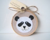 Mr Panda Hand Stitched Embroidery Hoop Wall Art
