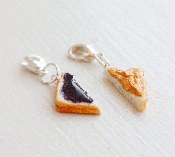 Peanut Butter and Grape Jelly Charms - Miniature Food Charm