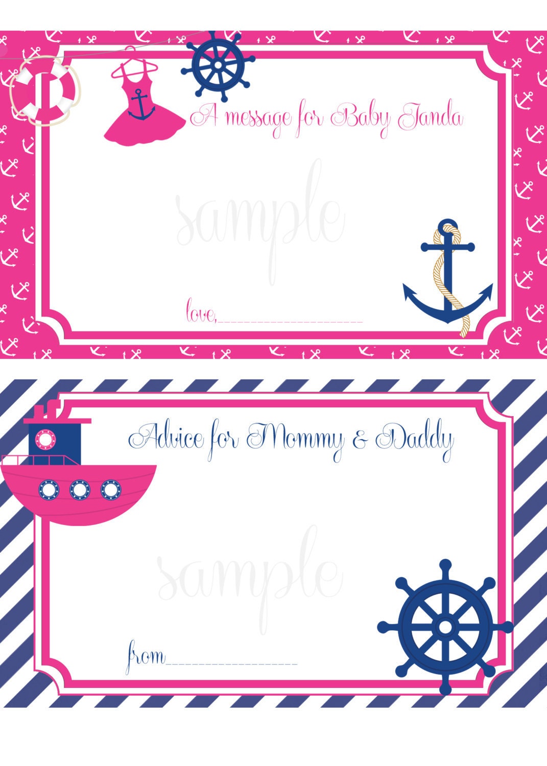 Nautical Baby Shower Message/advice for mom & dad cards - Printable File Il_170x135