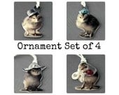 Chicks in Hats Christmas Ornament Set Of Four (4)