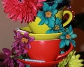 Alice in Wonderland Teacup Centerpiece (3 tea cups high) - /Mad Hatter Tea Party/UnBirthday