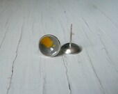 smoke and mustard dot earrings