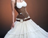 Meschantes Steampunk Distressed Vegan Leather Weskit Corset - Your Size