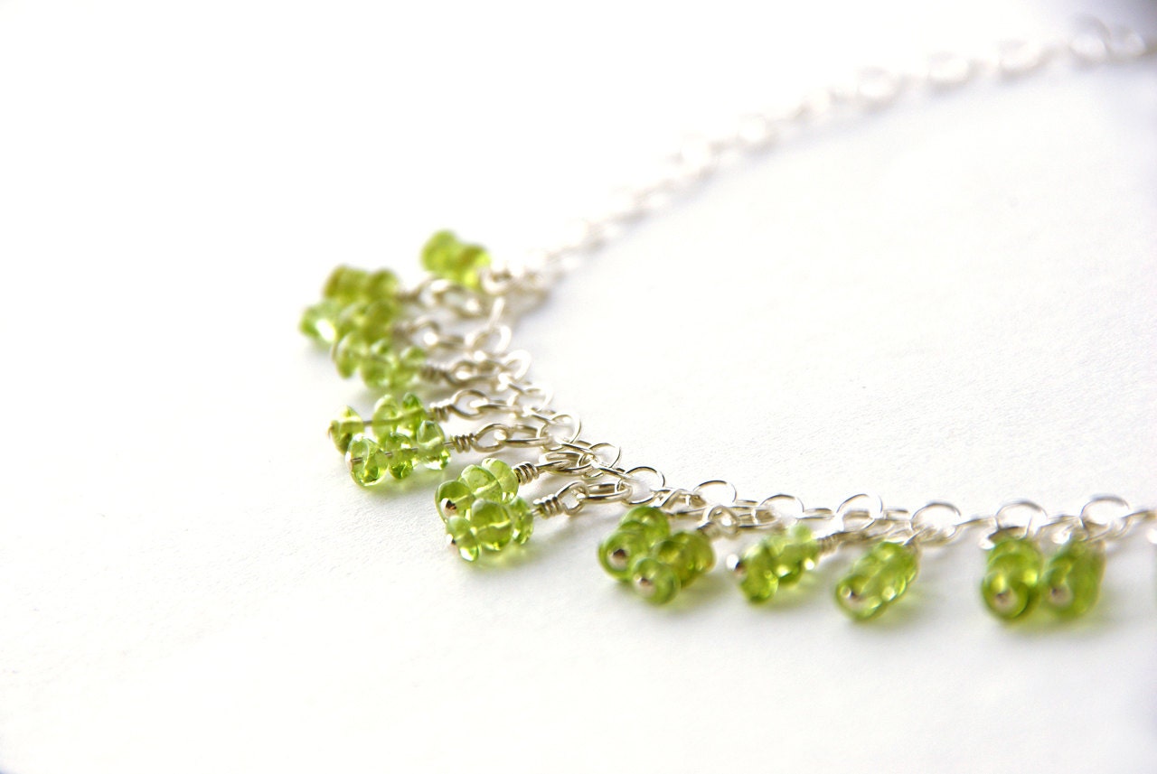Delicate Green Peridot and Silver Bohemian Choker Necklace, Victorian Inspired, Elven Elvish Necklace, Gypsy Jewelry - DawBDesigns