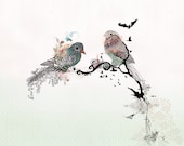 Love birds art, Pen and ink art, Bird illustration, Love birds painting, Colorful