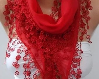 Super elegant scarf/shawl Cotton scarf Red scarf Mothers Day gift