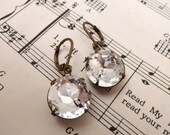 Vintage Crystal Rhinestone Earrings Retro Round Old Hollywood Estate Jewelry