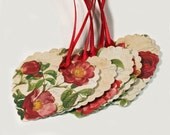 Five Heart Shaped Rose Gift Tags