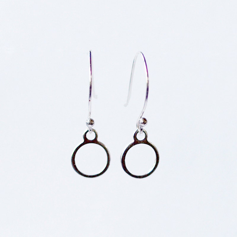 Sterling Silver Simplicity Earrings Circle Drop Everyday Casual Handmade Jewelry