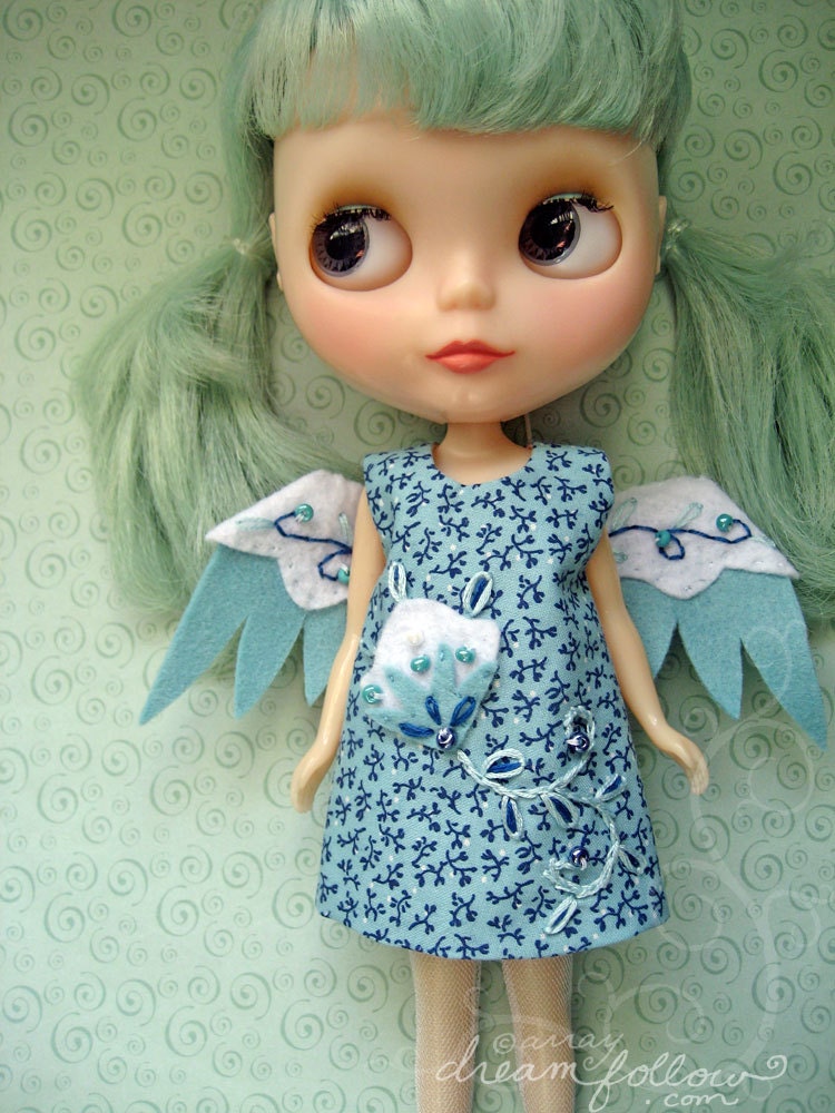 SALE Little Wing blue fairy Blythe dress