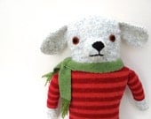Dog doll curly wool in Red Stripes