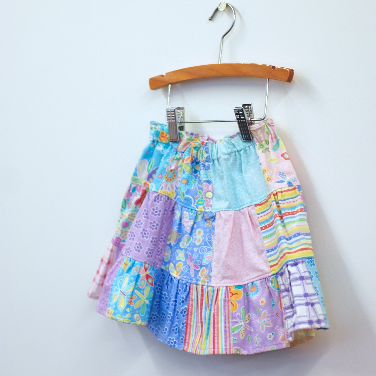 pastel butterflies...girls patchwork skirt from gock's frocks ... on sale size 2/3